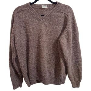 Vintage Shetland Wool V-Neck Sweater XXL Brown